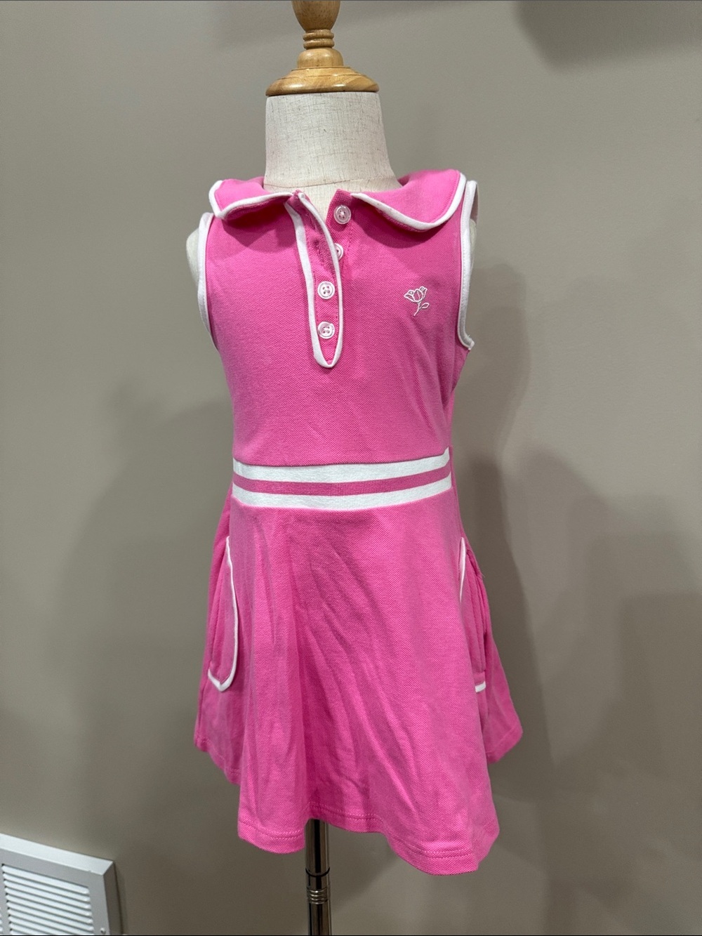 Draper James Pink Sleeveless Polo Dress with White Trim